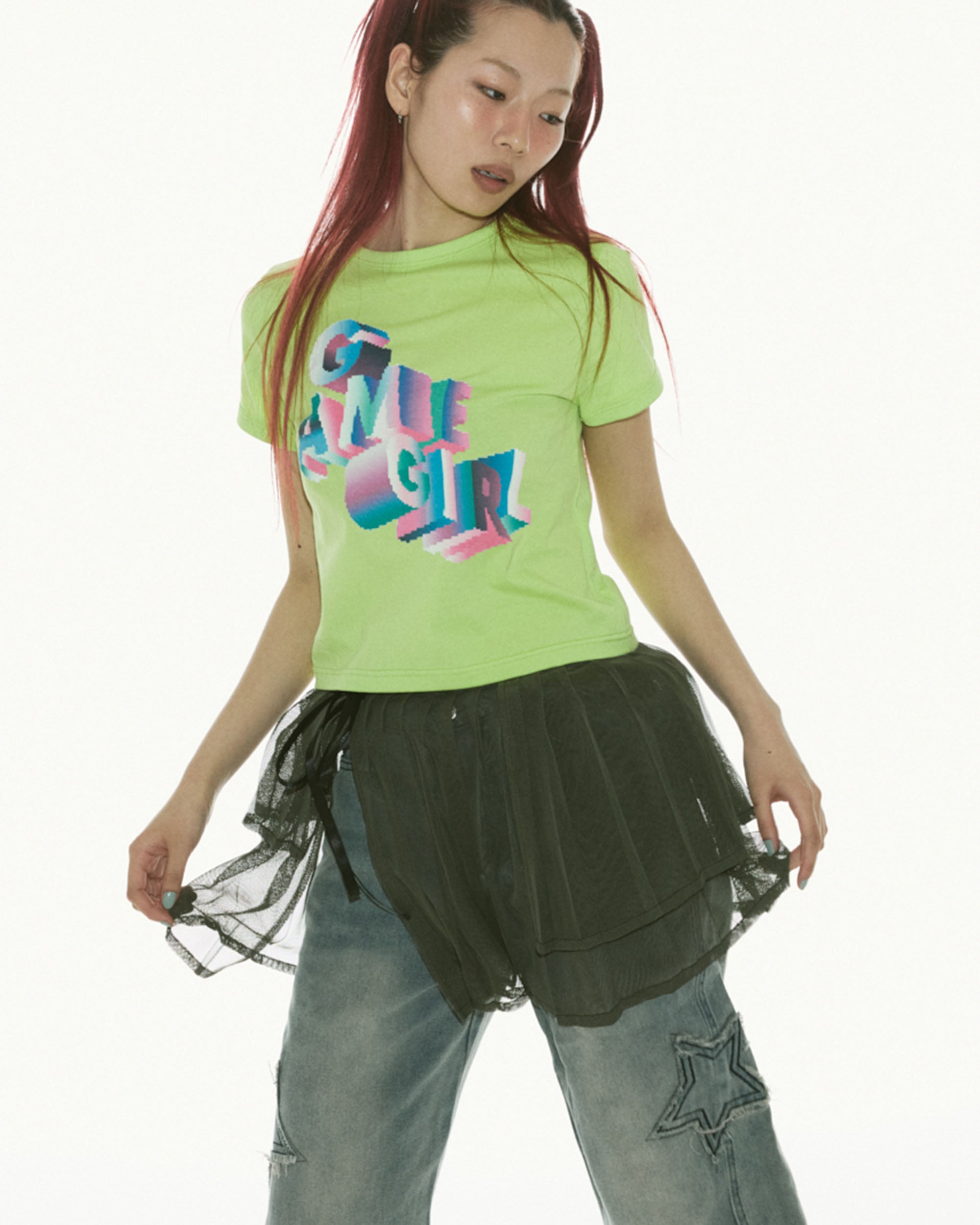 メッシュプリーツスカート OLIVE