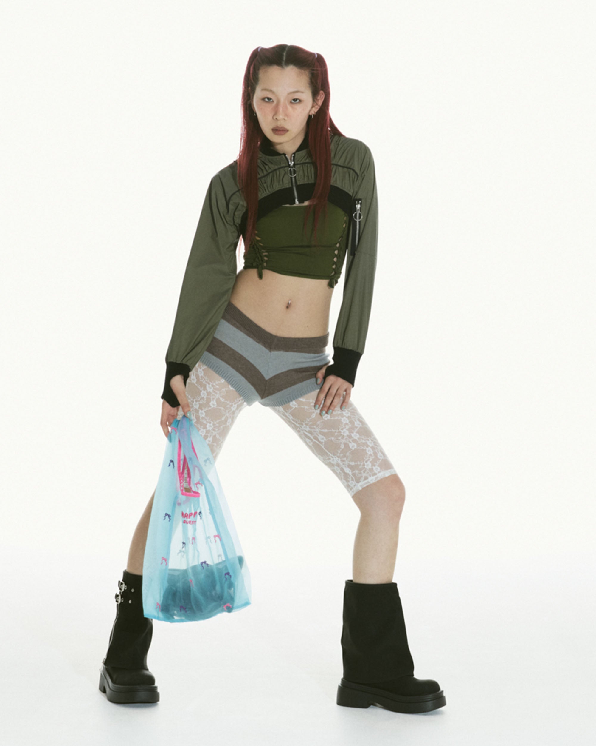 Reflector cropped blouson KHAKI