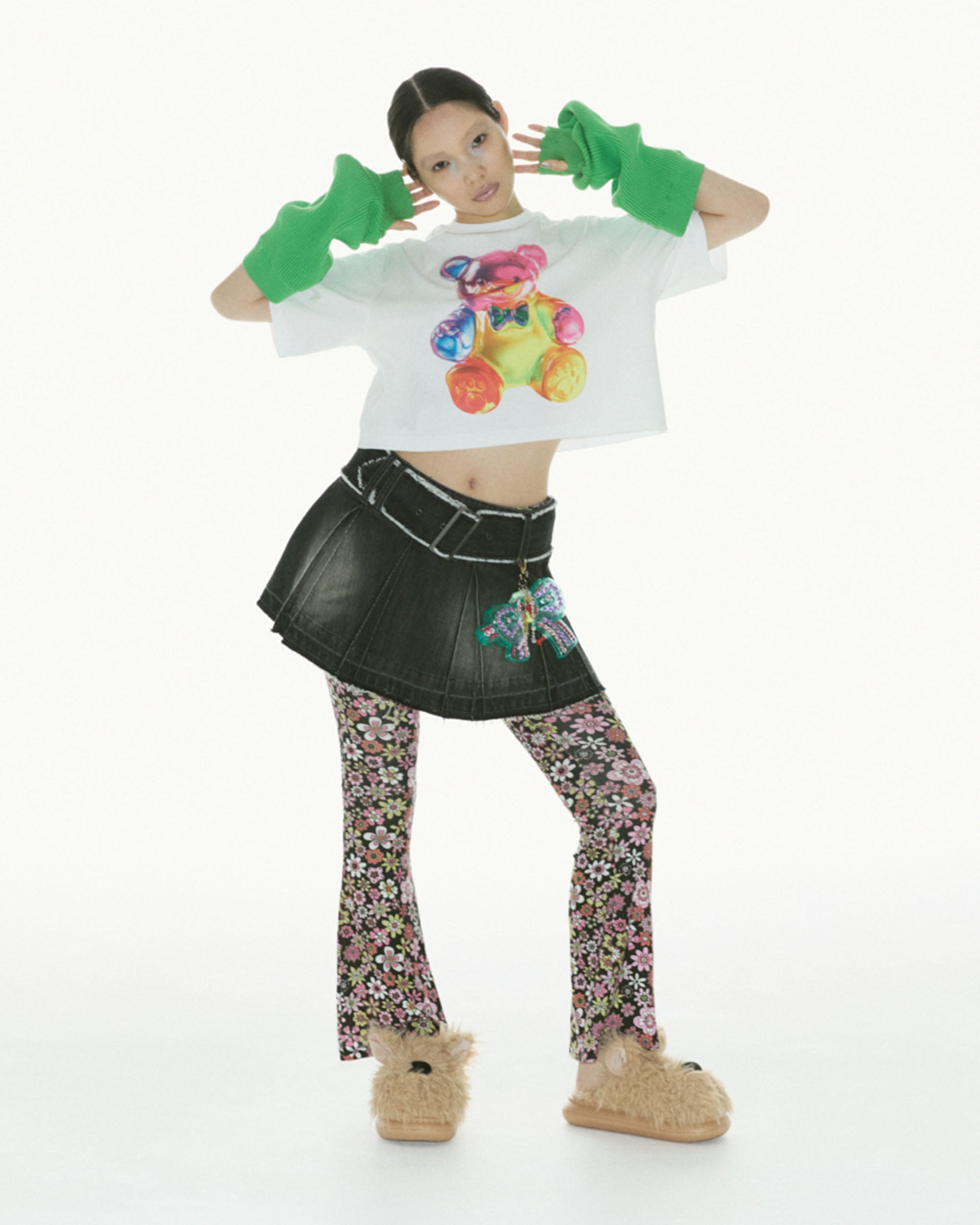 Rainbow Gumi Cropped T-shirt WHITE