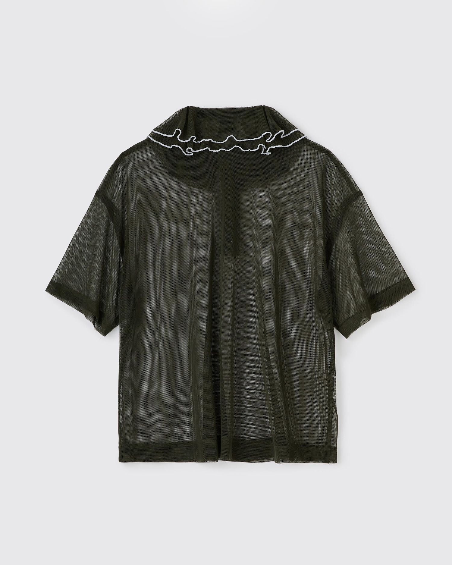 Mesh frill polo OLIVE