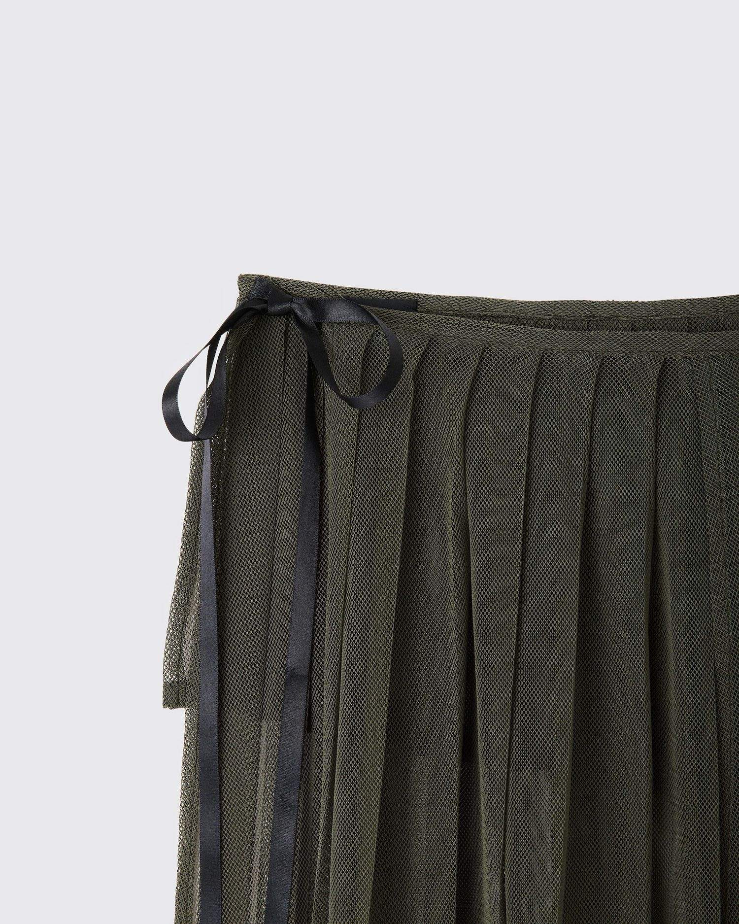 メッシュプリーツスカート OLIVE