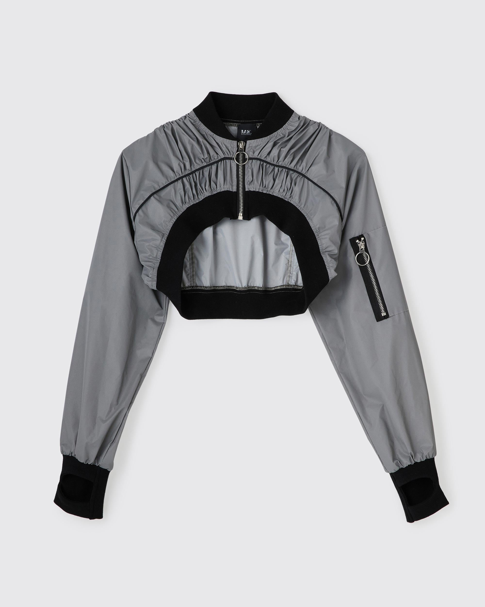 Reflector cropped blouson SLVER