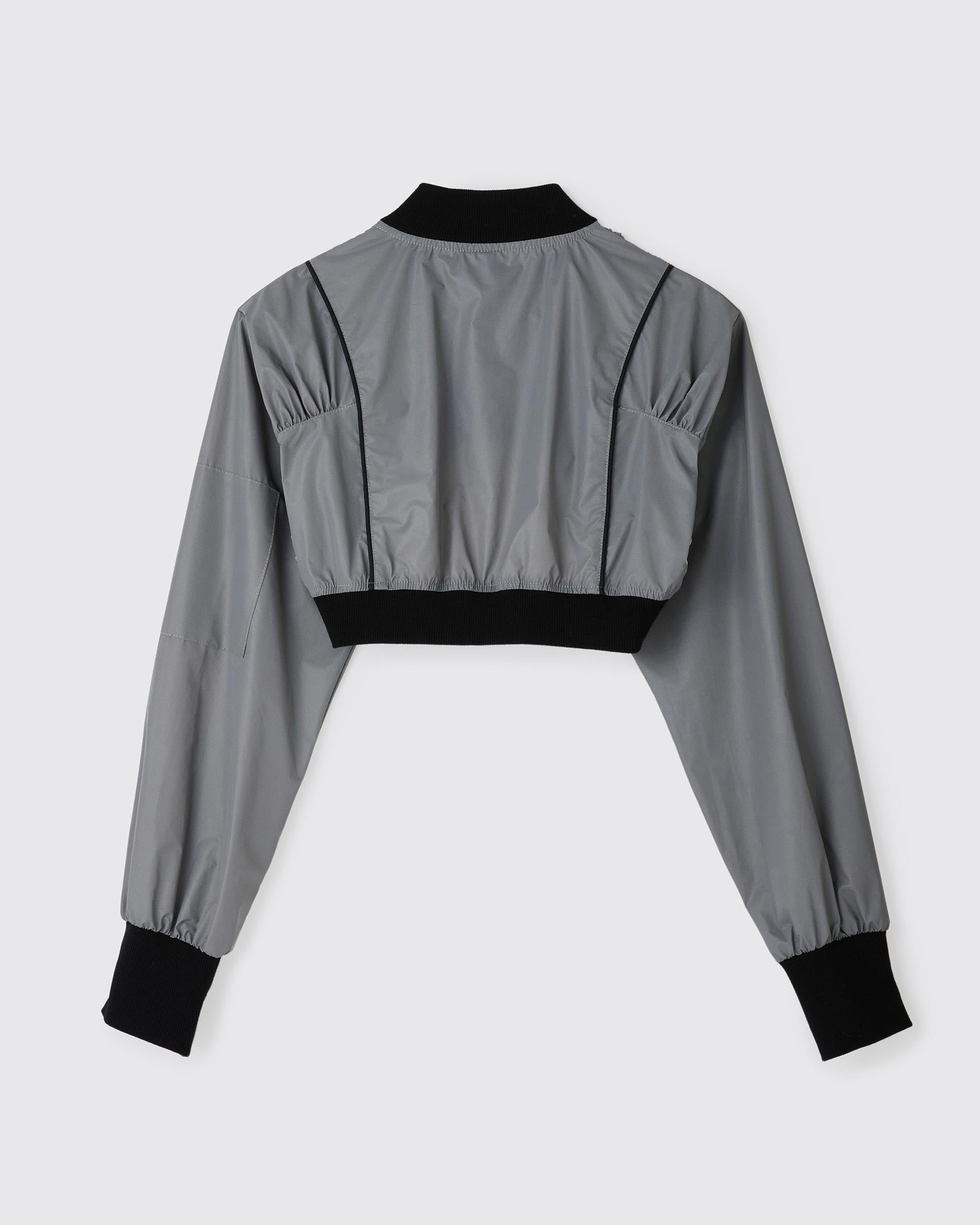 Reflector cropped blouson SLVER