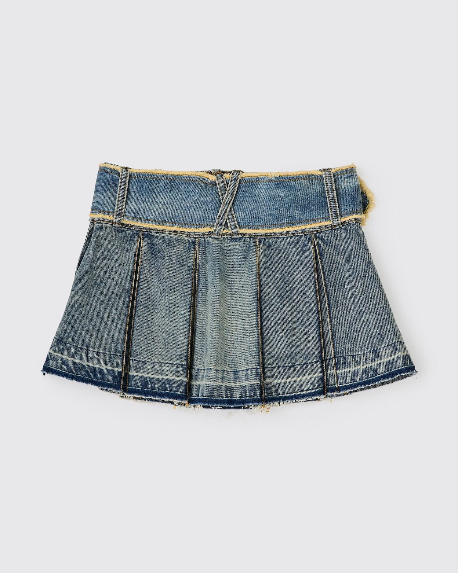 Black denim belt skirt INDIGO