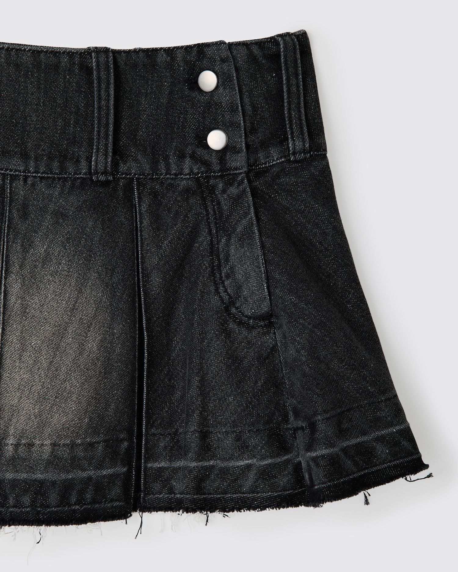 Black denim belt skirt BLACK