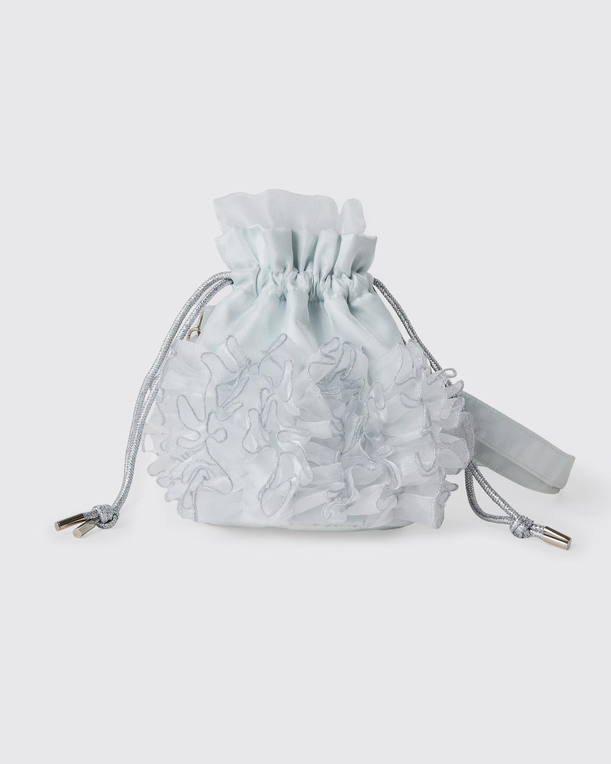 フリル巾着バッグ WHITE