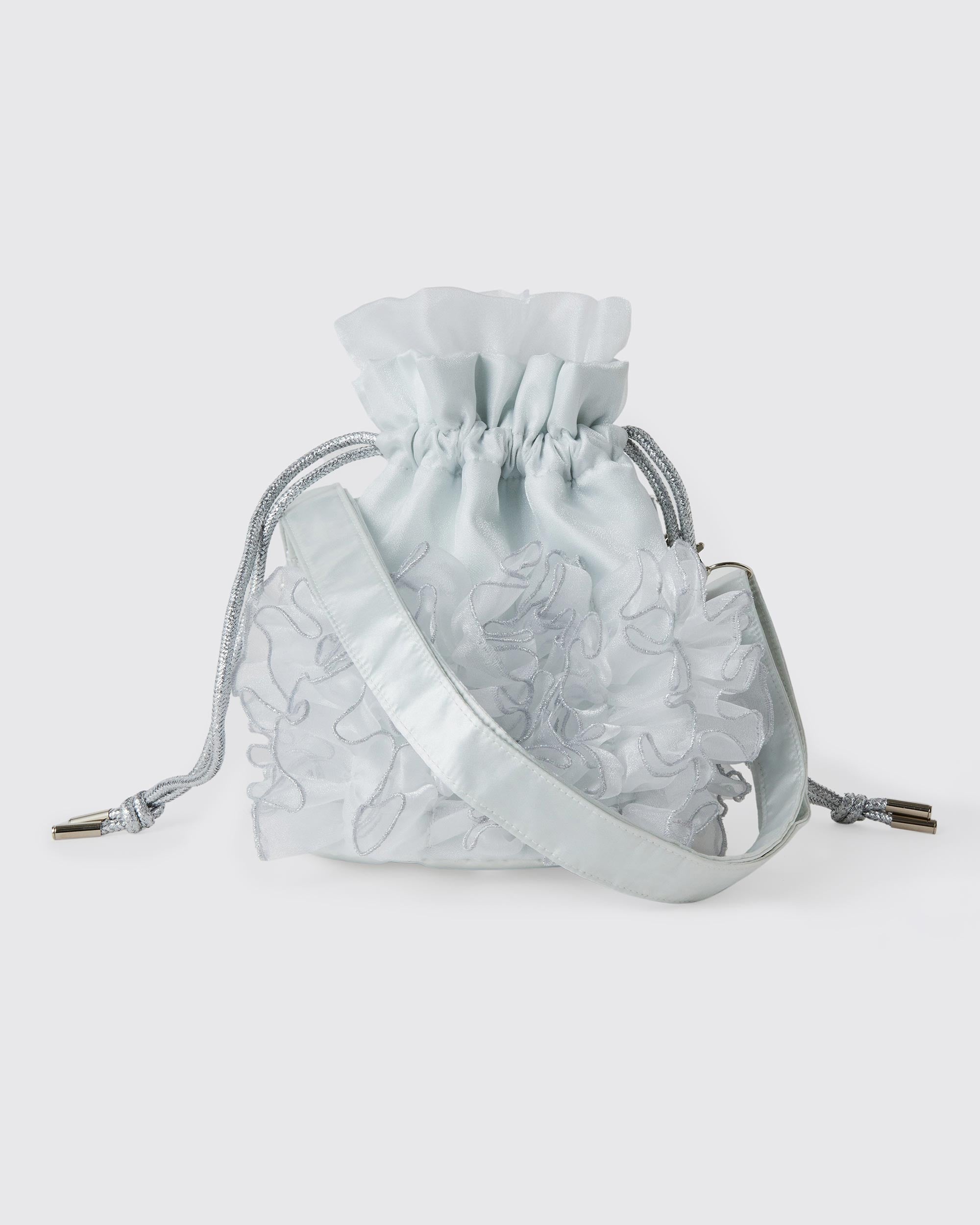 フリル巾着バッグ WHITE