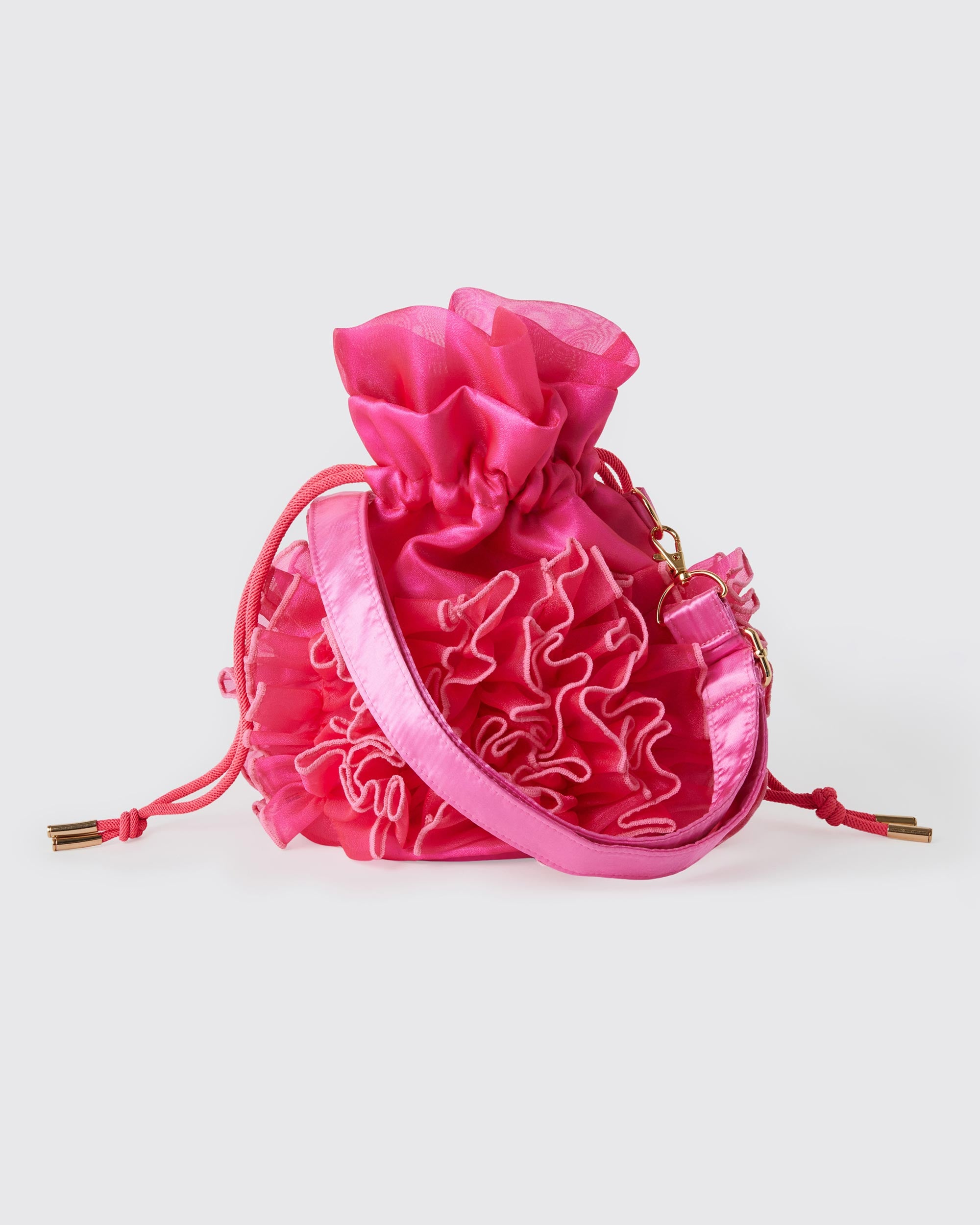 フリル巾着バッグ PINK