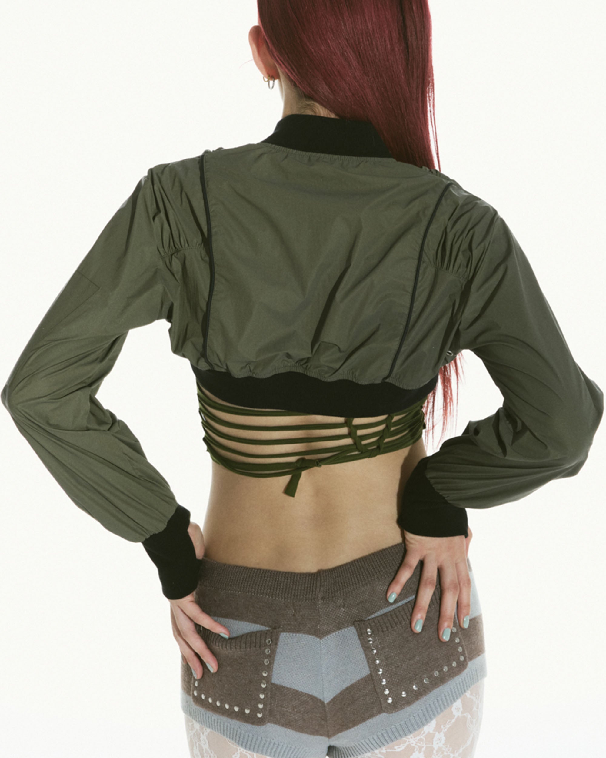 Reflector cropped blouson KHAKI