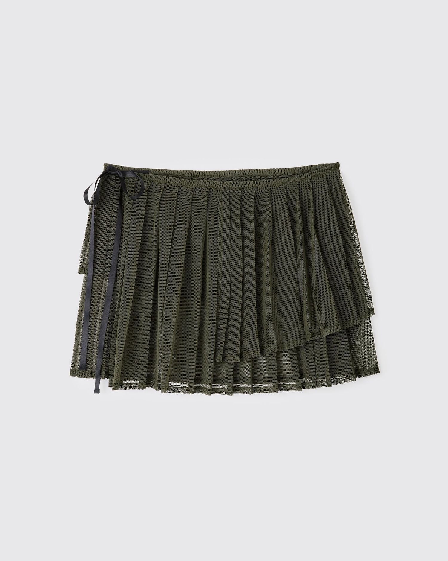 Mesh pleated skirt OLIVE