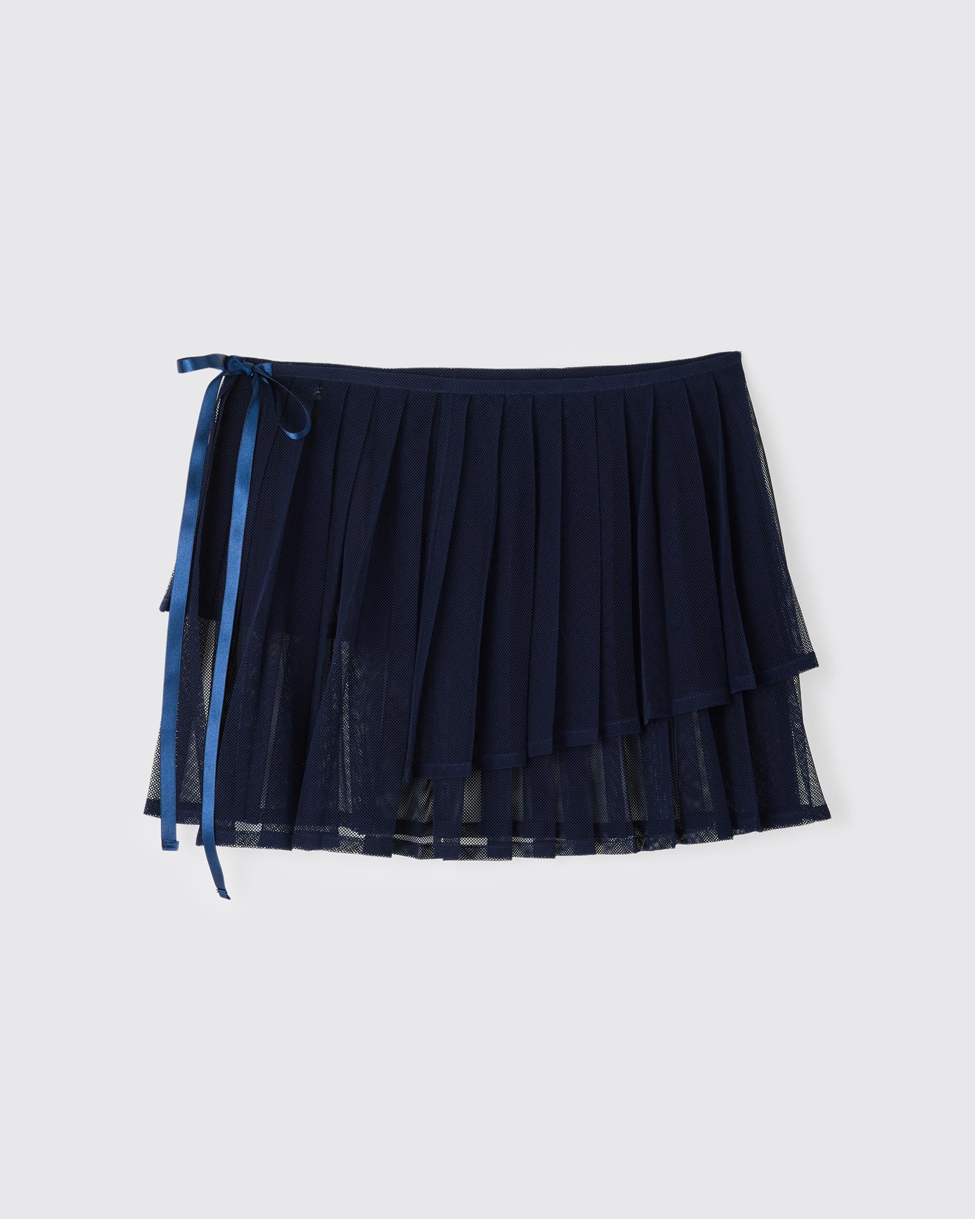 Mesh pleated skirt NAVY