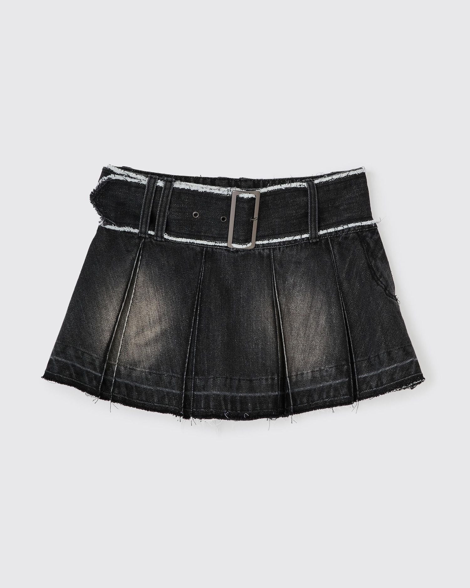 ブラックデニム ベルトスカート BLACK